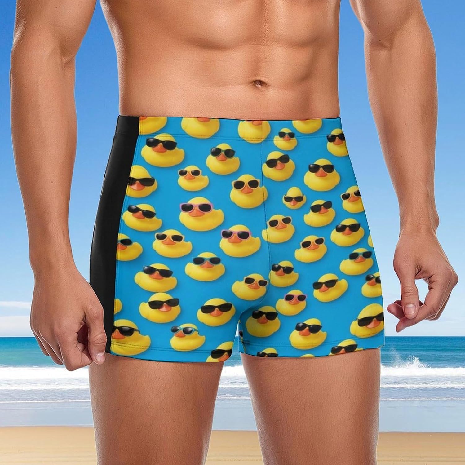Men's Boxer Swimsuits, Comfy Tight Swim Trunks Lightweight Quick Dry Board Shorts for Adult