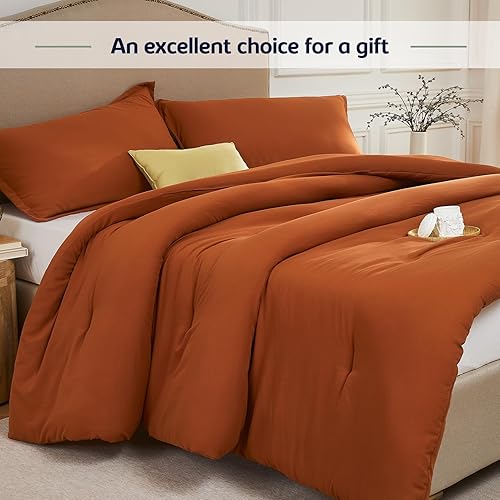 Miniatura 6 de Quataly Juego de edredón tamaño individual terracota para niños, juegos de ropa de cama ligera de 2 piezas, juego de ropa de cama individual bohemio