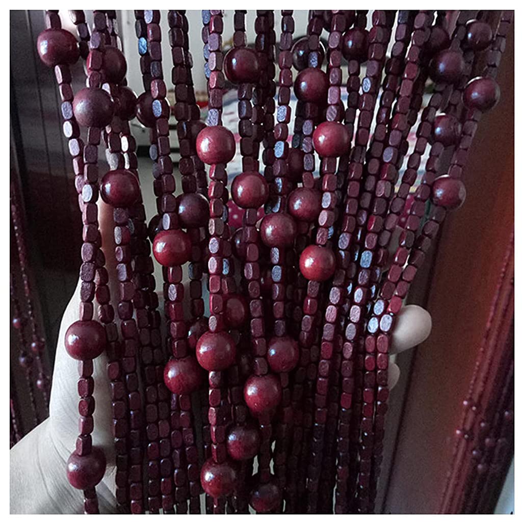 Kjhyypp Red Natural Wood Bamboo Beaded Curtains Door String Bead Curtain For Doorways,Room Divider Beads,52 Strands Boho Bohemian Closet Curtains Room Dividers Beads Bedroom Small