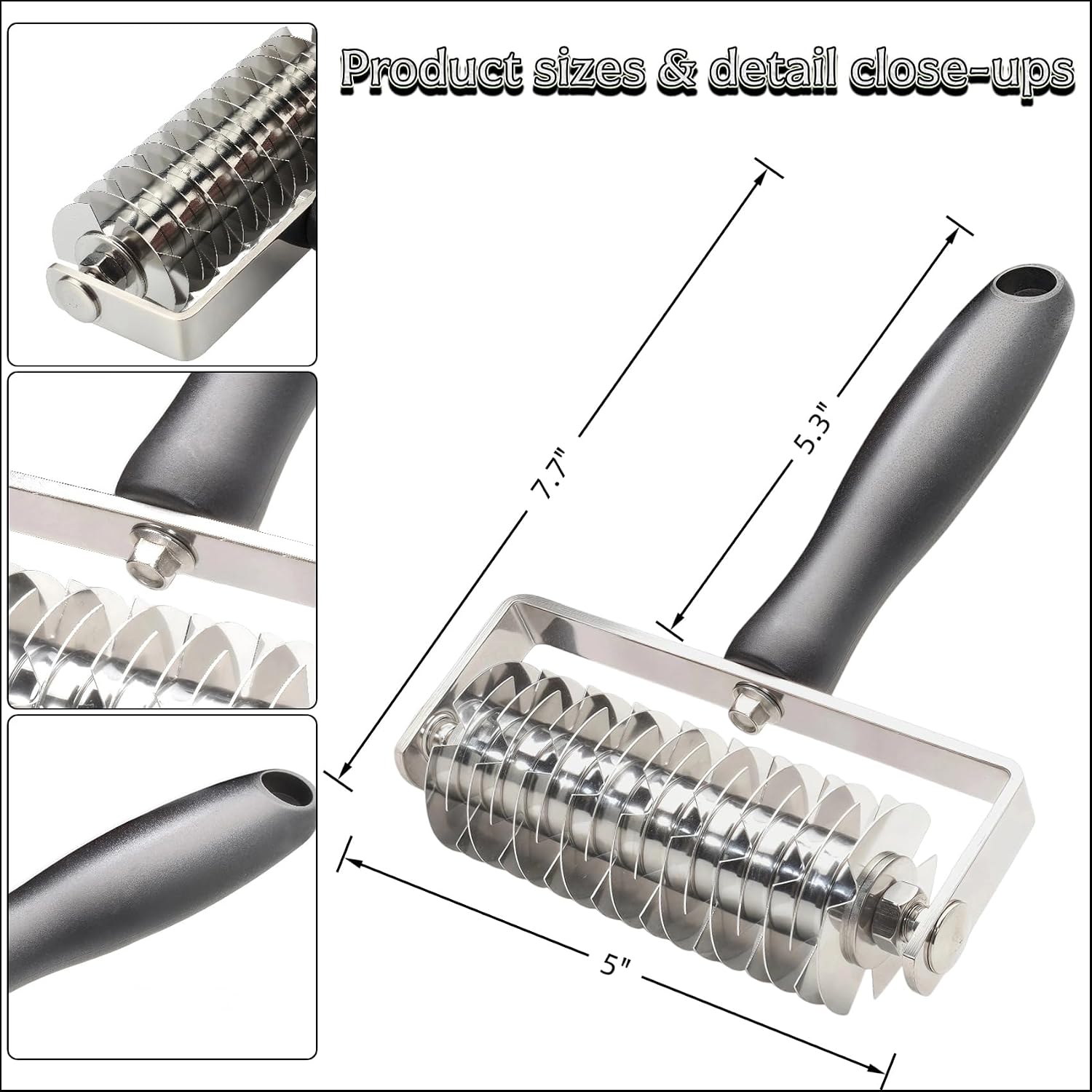 Pastry Lattice Roller Cutter - EVNSIX Stainless Steel Professional Dough Lattice Top Pie Pizza Bread Pastry Crust Lattice Roller Cutter