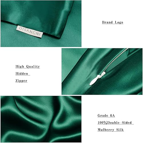 Vista 38 de DISANGNI Funda de almohada de seda de morera 100% natural para cabello y piel con cremallera oculta, 22 momme ambos lados