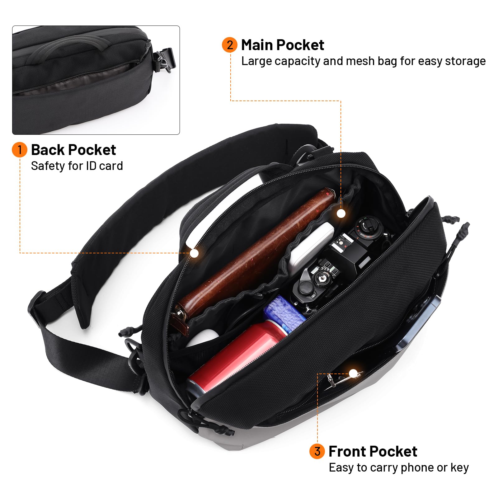 Snapklik.com : Reflective Crossbody Sling Backpack Water-resistant ...