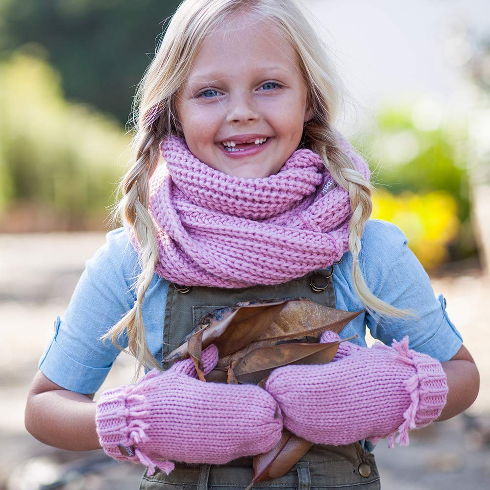 Kids Chunky Knitted Infinity Scarf/Neck-Warmer (Girls 4-14 year old) (Set- Blue, ML (3-6Y))