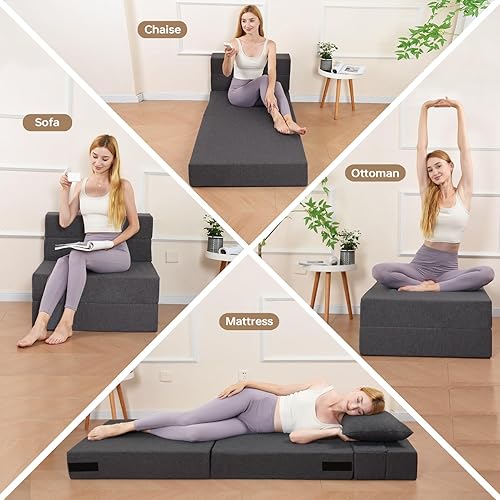 Miniatura 3 de Sofá cama plegable, silla plegable con funda lavable, sofá cama convertible con almohada, sofá cama plegable para sala de estar, dormitorio,