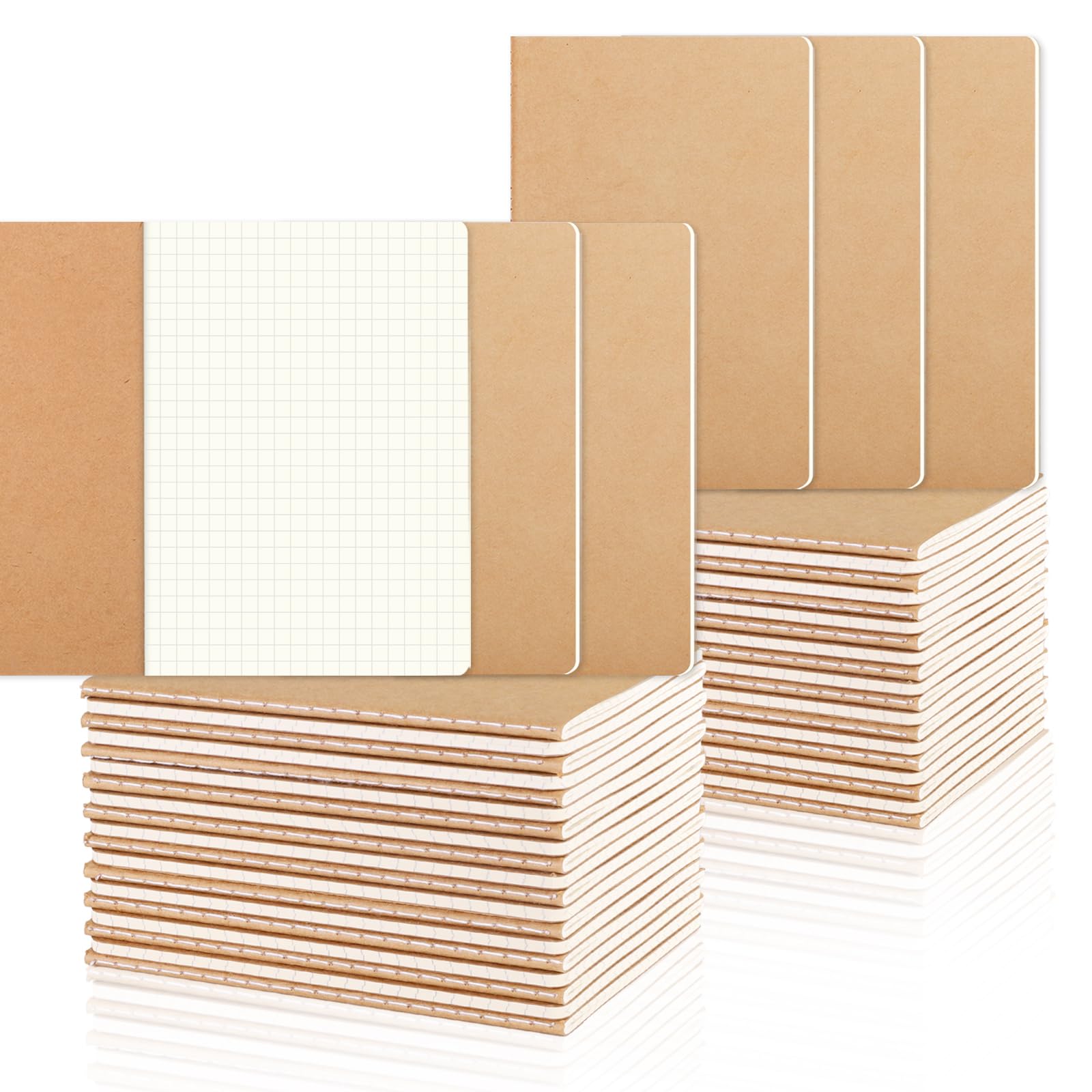 zmybcpack 48 Pack A6 Graph Pocket Notebook Journals, Small Graph Notebook