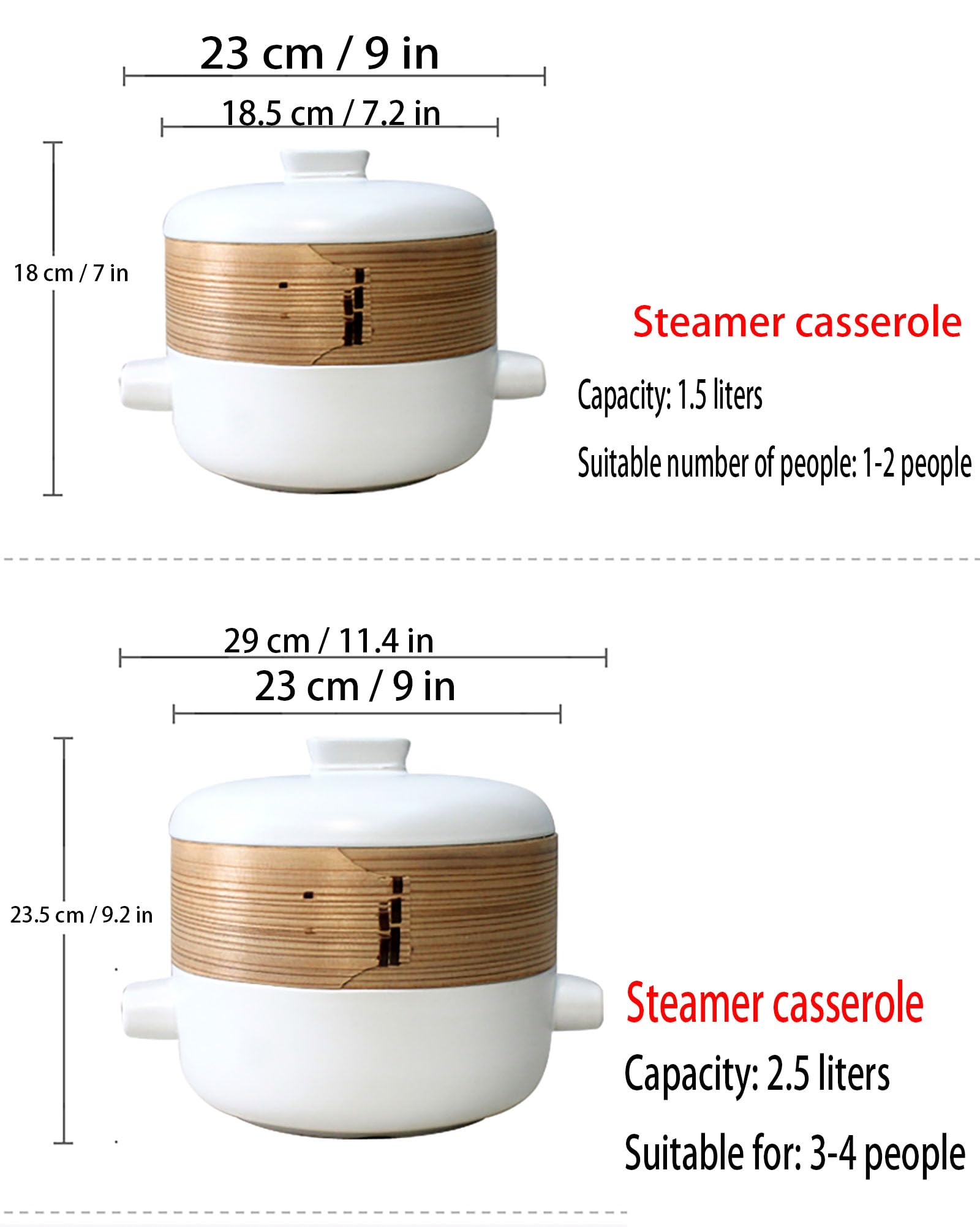 Garnek do gotowania na parze z pokrywką i koszem(White,2L)