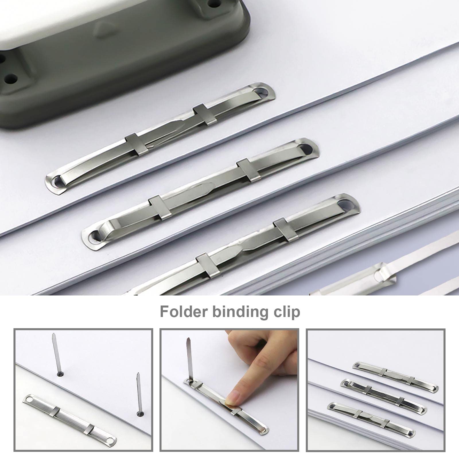 eMagTech 200Pcs Document Paper Fasteners Filing Strip Fastener Filing Clip Metal Filing Paper Fastener Clips Accessories for Office School Students - Image 2