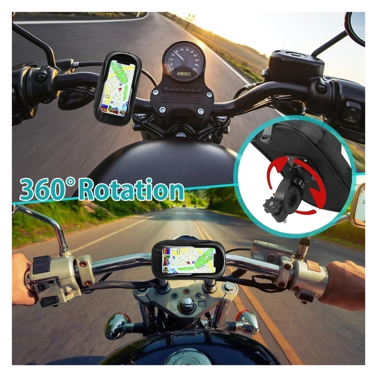Handyhalterung wasserdichte Multifunktions-Handyhalterung Kartenpaket Fahrrad Motorradzubehör Fahrrad Motorrad GPS-Navigationshalter(Motorcycle Blue)