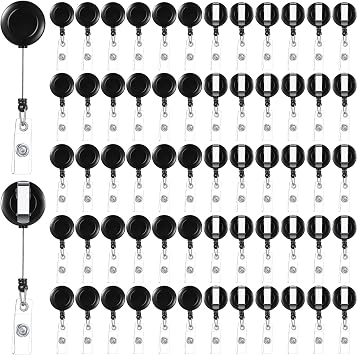 Handepo 200 Pcs Retractable Badge Reels Bulk Retractable Badge Holders with Clips ID Holder Key Ring Clip for Office Worker Students Teachers Doctor Nurse Name ID Card Holder Key CardBlack