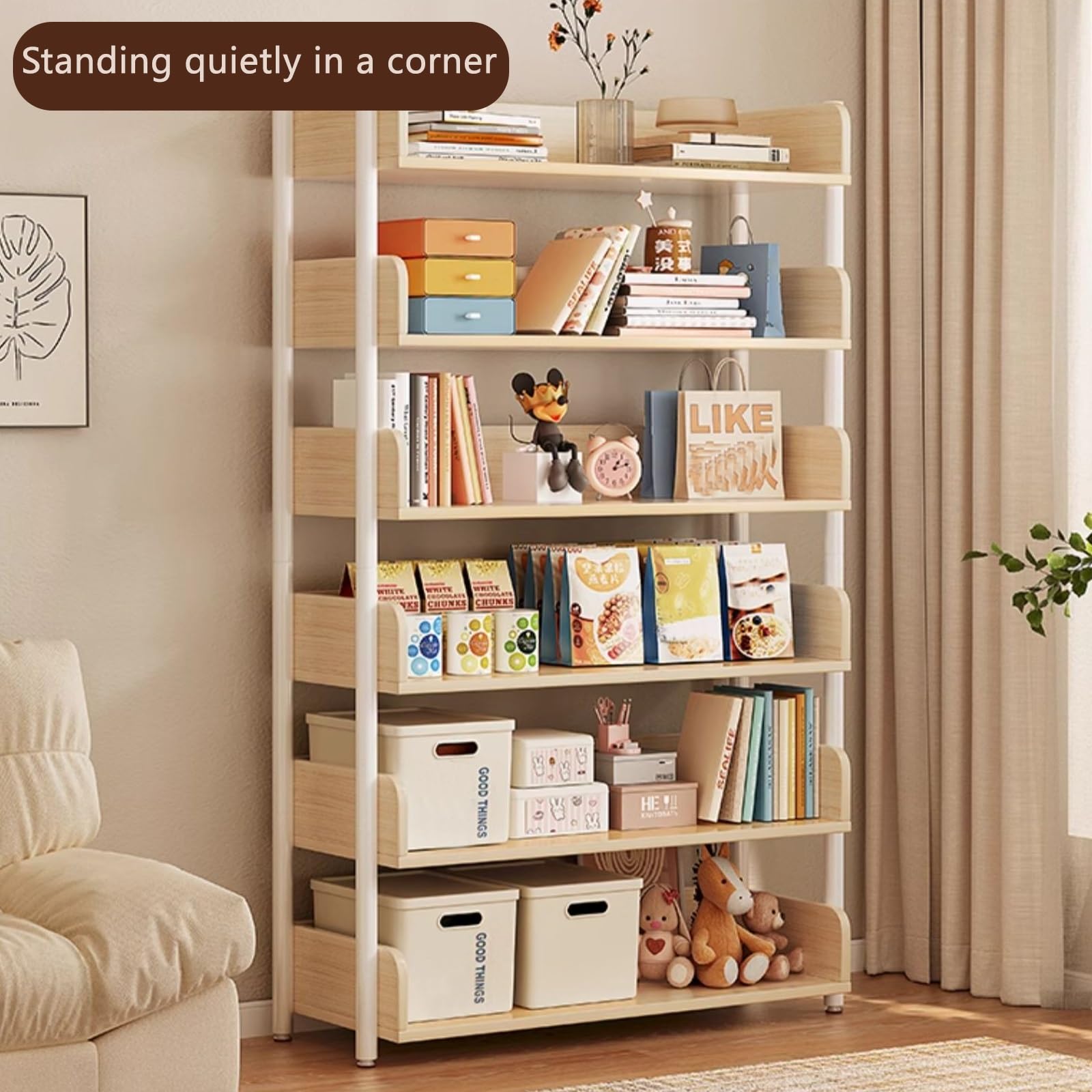 Scaffale Metallo Garage, Scaffale Portaoggetti In Ferro Battuto Per Soggiorno, Espositivo Per Libreria Domestica, Resistente Adatto Per Guardaroba, Scaffali In Metallo Per Garage(White,45cm/17.7in)