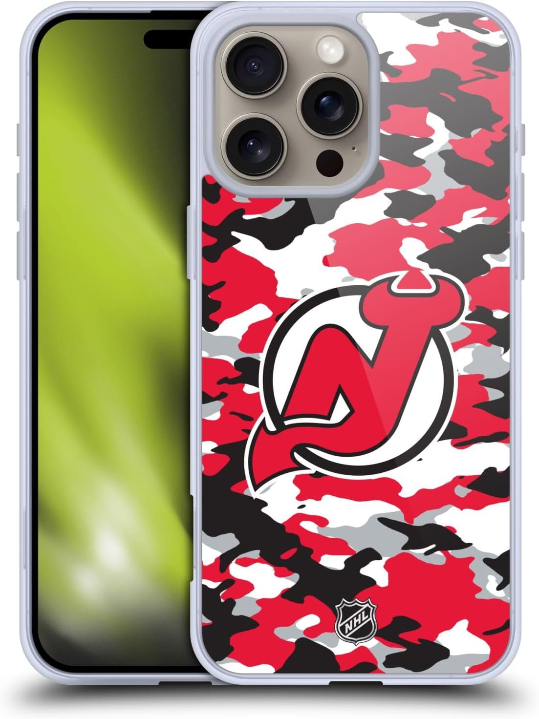 Head Case Designs Officially Licensed NHL Camouflage New Jersey Devils Soft Gel Case Compatible with Apple iPhone 16 Pro Max