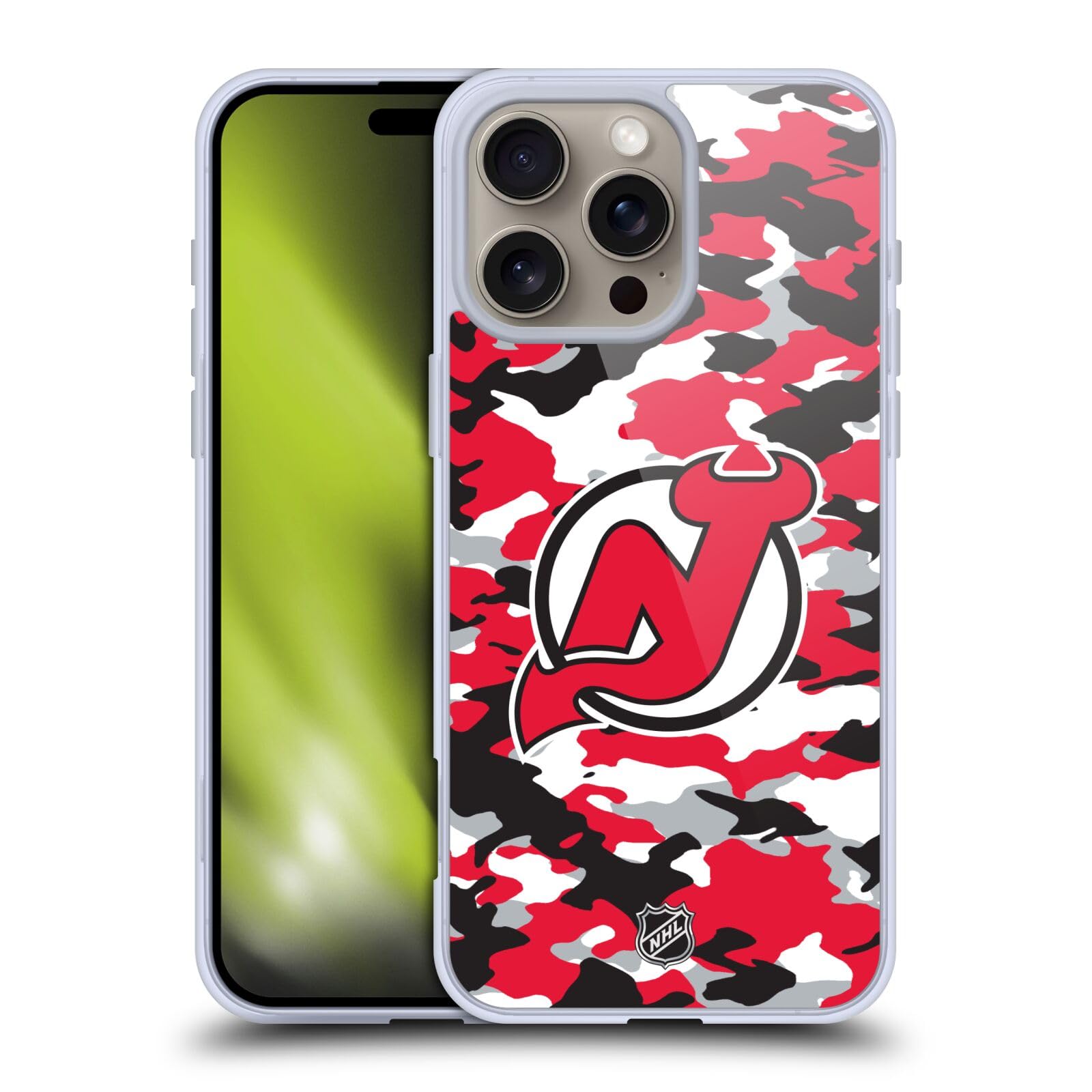 Head Case Designs Officially Licensed NHL Camouflage New Jersey Devils Soft Gel Case Compatible with Apple iPhone 16 Pro Max