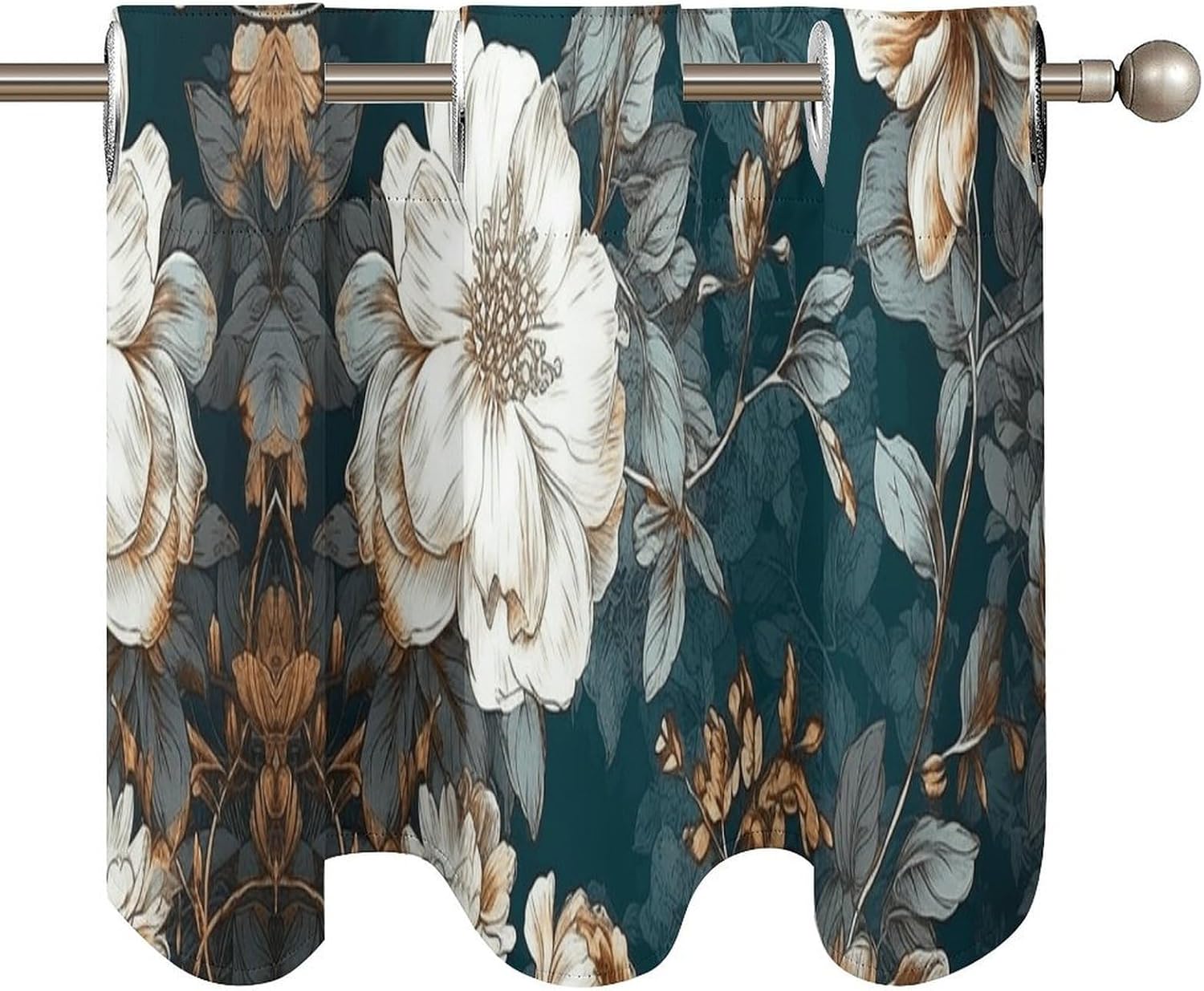 Blue and Light White Valance for Windows, 2 Pack Kitchen Curtains Modern Home Decor, Soft Blackout Window Curtains for Living Room & Bedroom, 18 X 52 Inch