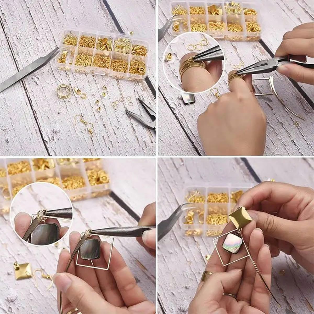 Zestaw akcesoriów do produkcji biżuterii szczypce haczyki do uszu otwarte pierścienie skokowe zapięcia homara koraliki zaciskowe DIY biżuteria narzędzia zestawy akcesoriów-14