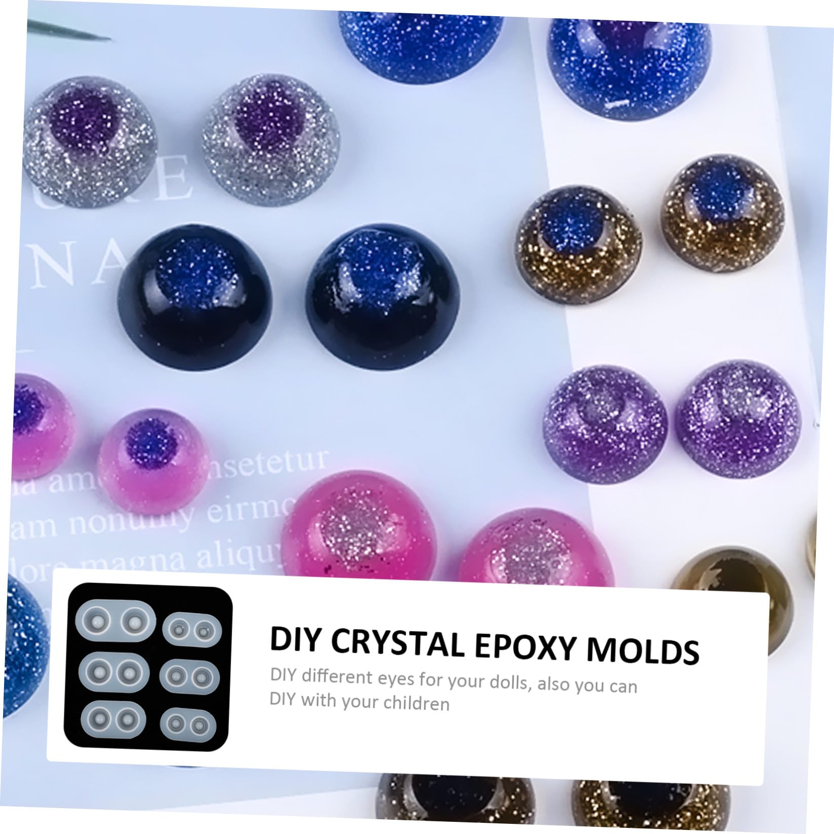NUOBESTY 6 Ensembles Moule Pour Les Yeux Fard À Paupières Pailleté Cercle De Mousse Palette De Fards À Paupières Décorations Lentilles D'halloween Googly Faux Gel De Silice 6 Pièces * 6