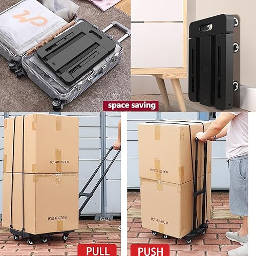 Miniatura 4 de Actualizado Carrito plegable con ruedas, carretilla de mano plegable resistente de 500 libras, diseño de fácil instalación, carretilla plegable,