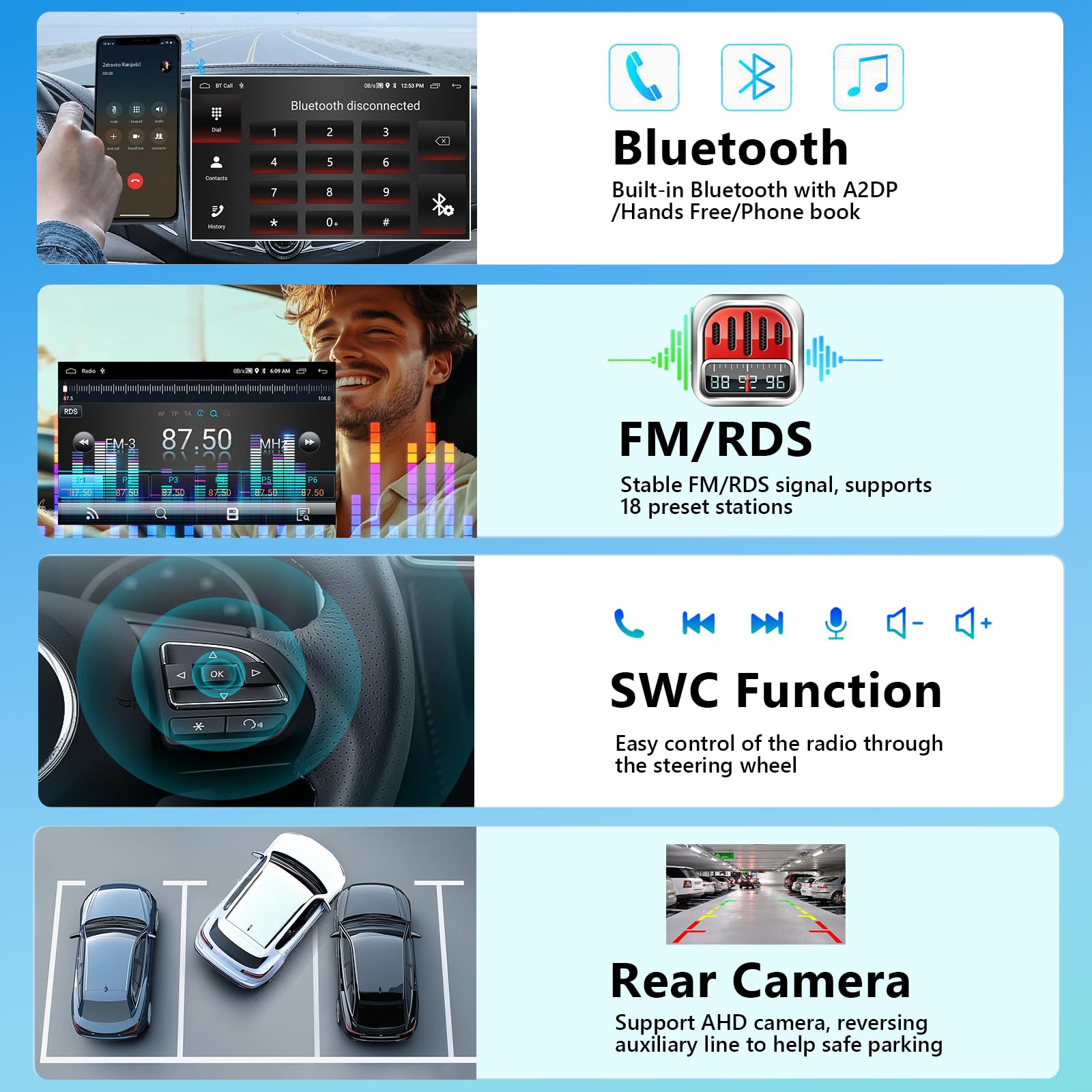 Carplay Autoradio per Fiat Punto 2012-2015 con Wireless Android Auto 2G+64G, Bluetooth Car Stereo Schermo con GPS Navigation 5G WiFi RDS/FM SWC USB Mirror Link +Canbus+AHD/CVBS Telecamera