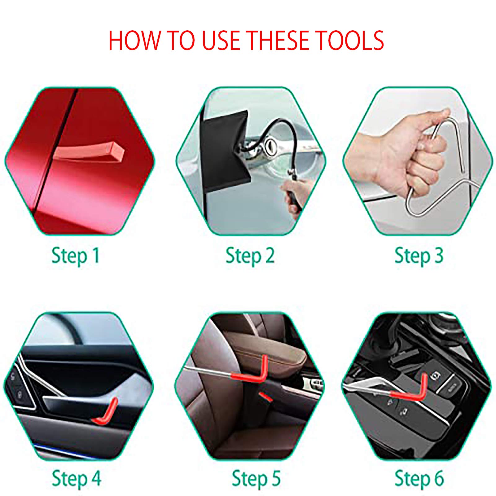 kit d'ouvre-Porte Voiture,Trousse À Outils D'ouverture d'urgence pour Portes De Voiture Et De Camion, Sac De Rangement À Cale À Air Longue Distance De 14 Pièces
