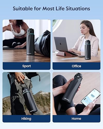 Miniatura 8 de BOOST - Botella de agua inteligente con recordatorio y rastreador, botellas aisladas al vacío de doble pared de acero inoxidable, 32 onzas sin BPA,