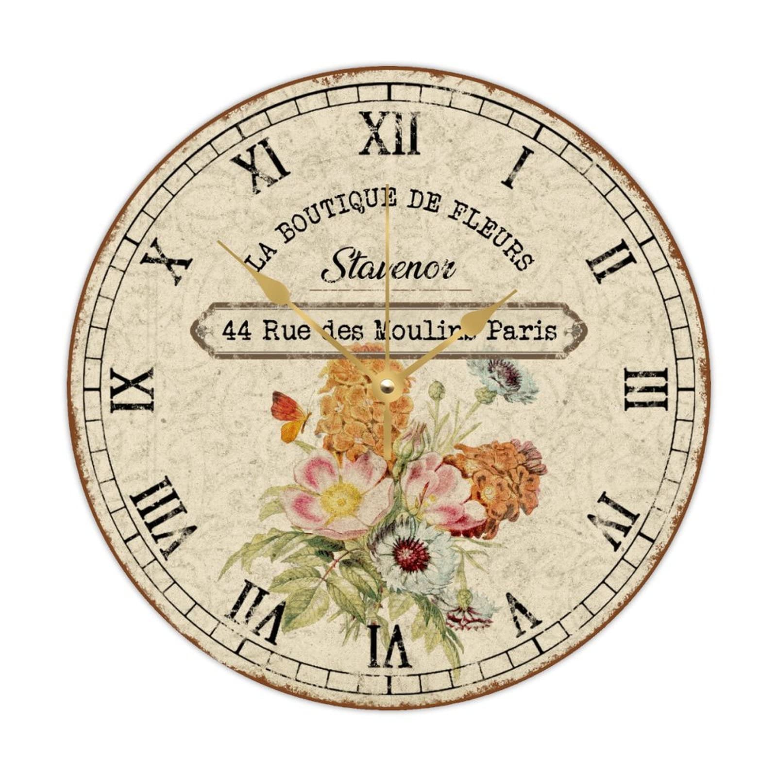 Horloge murale vintage fleurie pour décorer une chambre cosy