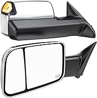 Vista 12 de Espejos de Remolque con Calefacción y Motor Ahumados Compatibles con Dodge Ram 1500 2009-2018, 2500 3500 2010-2018, Ram 1500 Classic 2019-2024 Flip