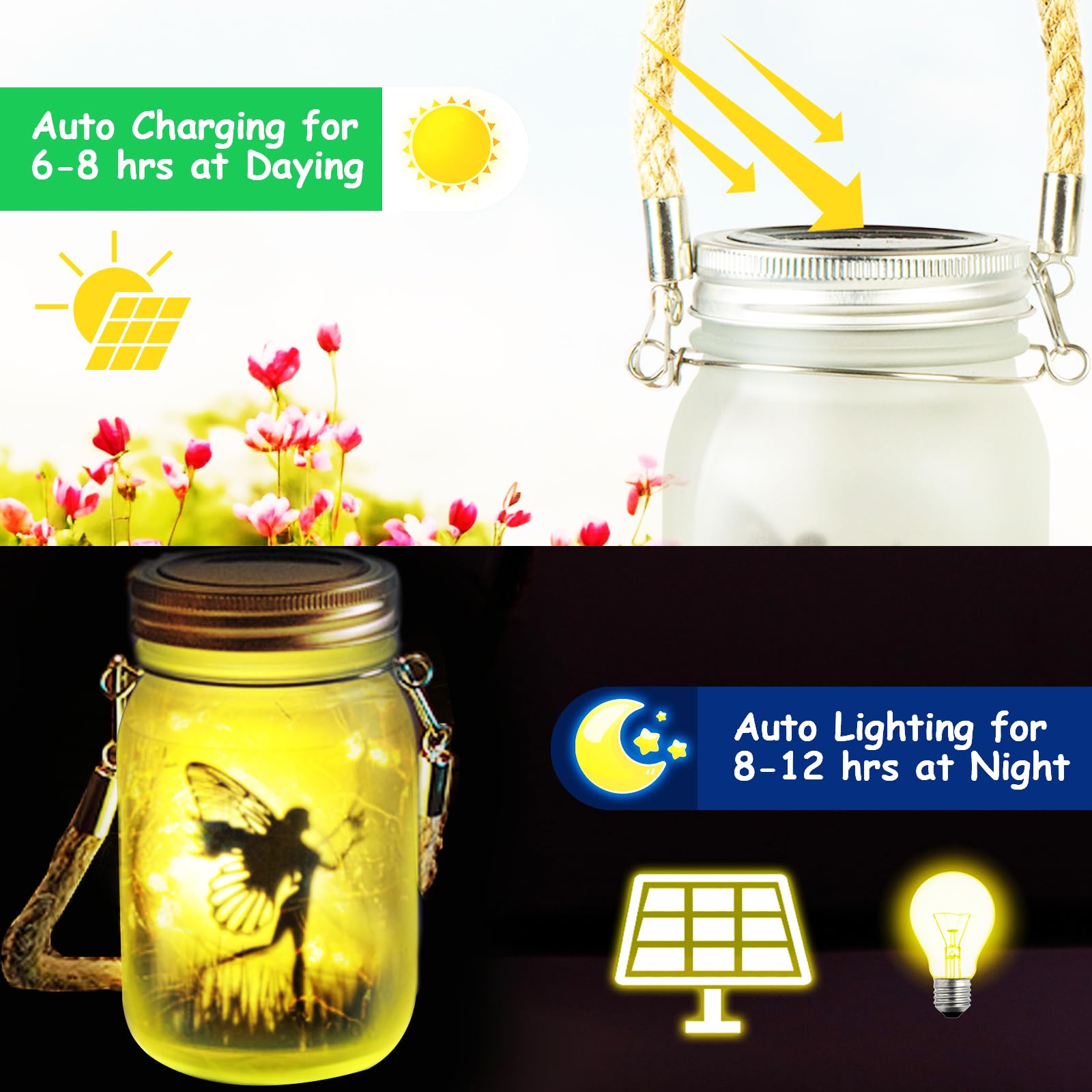 Confezione da 2 luci solari per annaffiatoio a energia solare