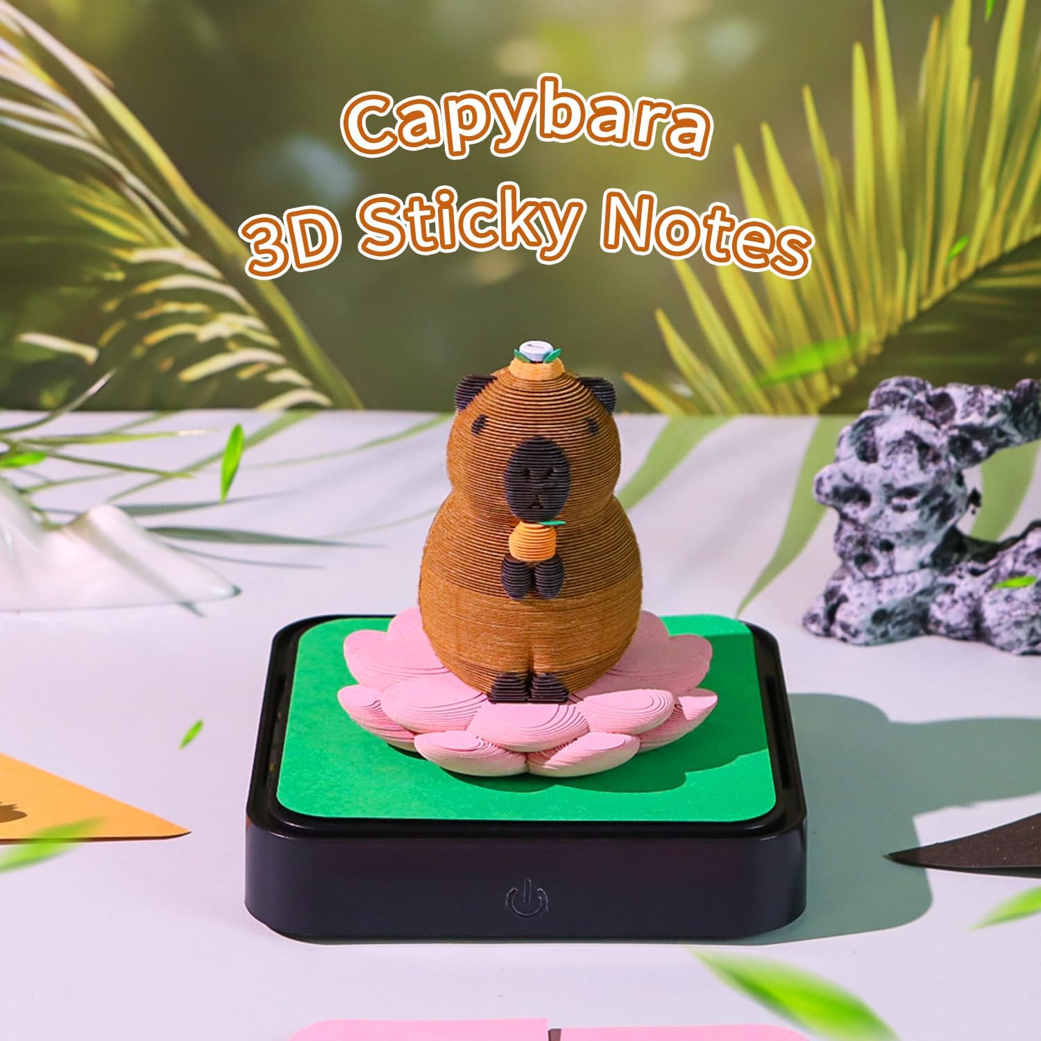 3D Calendar 2026 with Memo Pad Notepad, Timepiece 2026 Planner, Tear-Away 3D Artsy Pads, Creative Perpetual Organizer, Ideal New Year Gift for Office & Home(Capybara 3D Sticky Notes With Light)