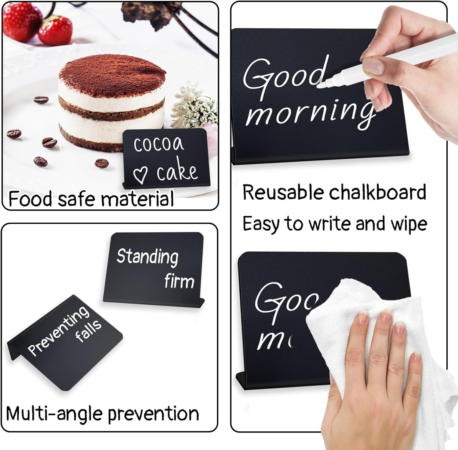 JMIATRY 40 stuks mini-borden om te beschrijven, tafelstandaards - 100 x 75 mm, mini-krijtbordborden, buffetborden, mini-borden, decoratie voor prijzen, bruiloften, feesten, bakkerijen
