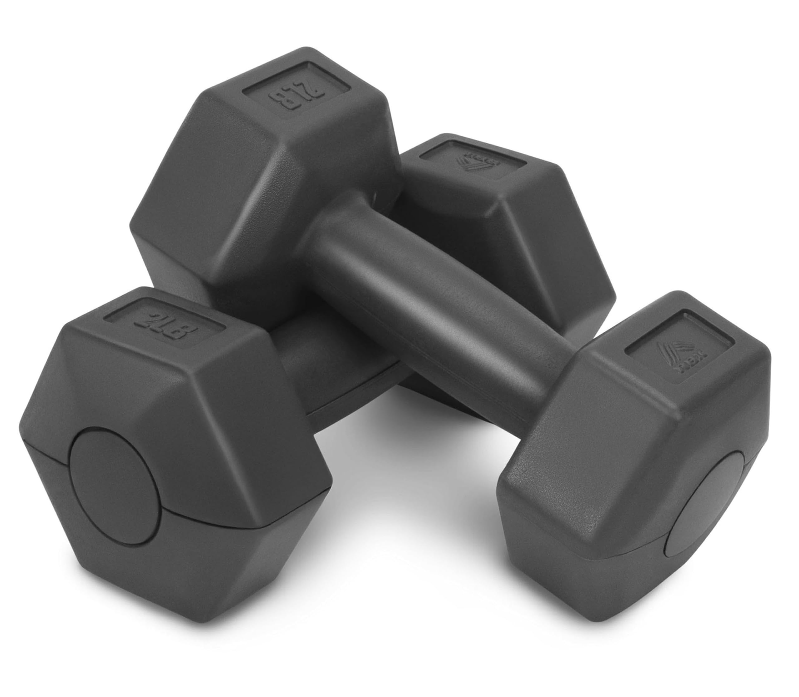 RBX Vinyl Coated Hand Weight Dumbbell Set - Hex Shaped Roll Free for Body Building Sculpting Strength Training