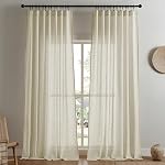 Joydeco Linen Curtains 84 Inch Length for Bedroom, Beige Light Filtering Curtains 84 Inches Long Living Room Drapes 2 Panel Sets with Rod Pockets Back Tab (84" L x 52" W, Beige)