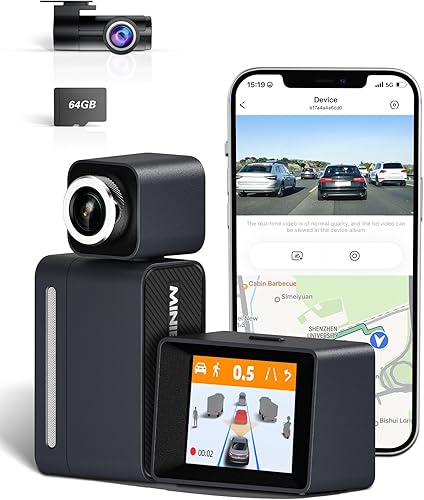 MINIEYE - Dispositivo para evitar colisiones AI, cámara inteligente para tablero 1944P con ADAS, cámara de tablero frontal gran angular de 140 con