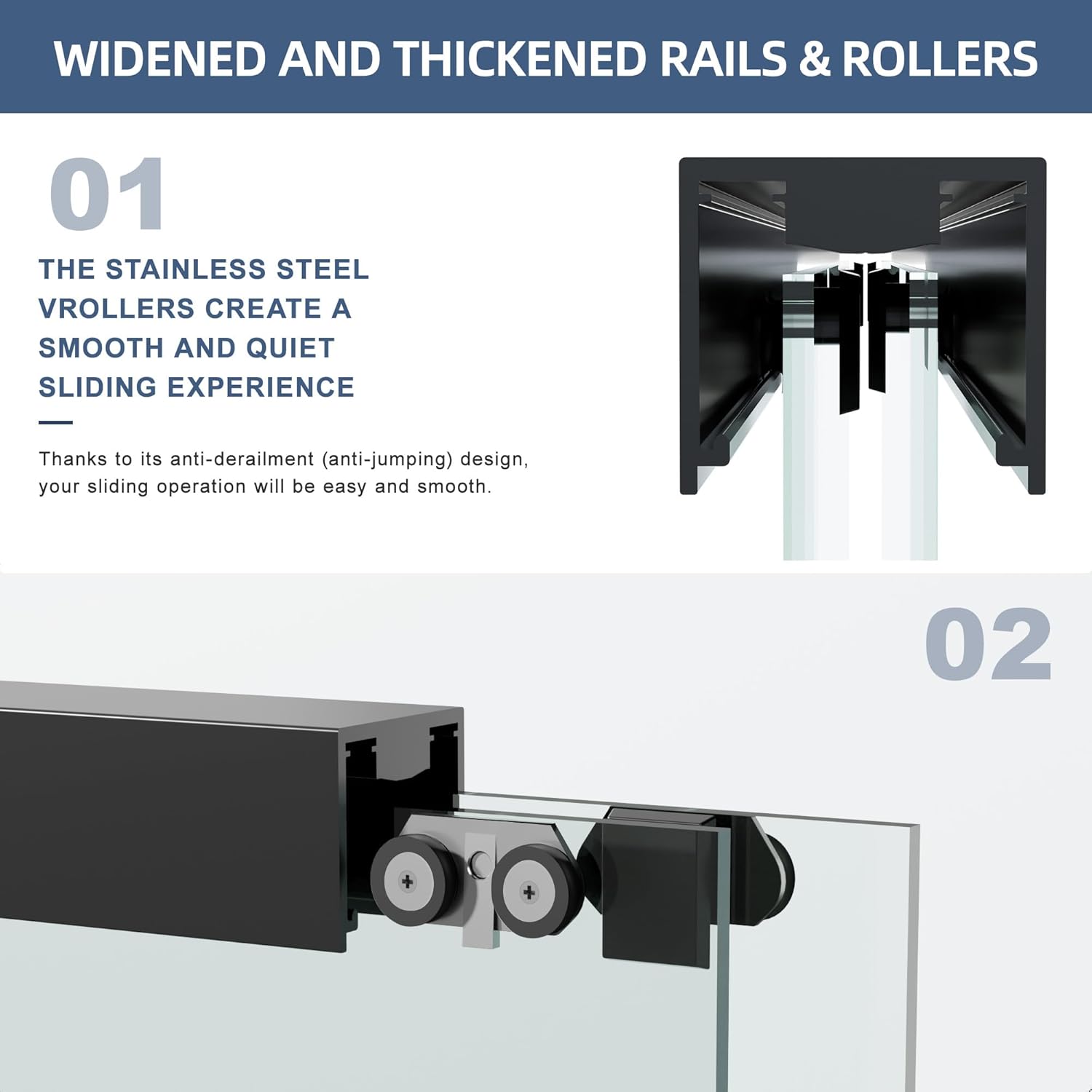 Casaphoria 60" W x 72" H Double Sliding Shower Door, 4" Adjustable Width Glass Shower Door with Stainless Steel Handle,Semi-Frameless Glass Door with 1/4" SGCC Tempered Glass, Matte Black