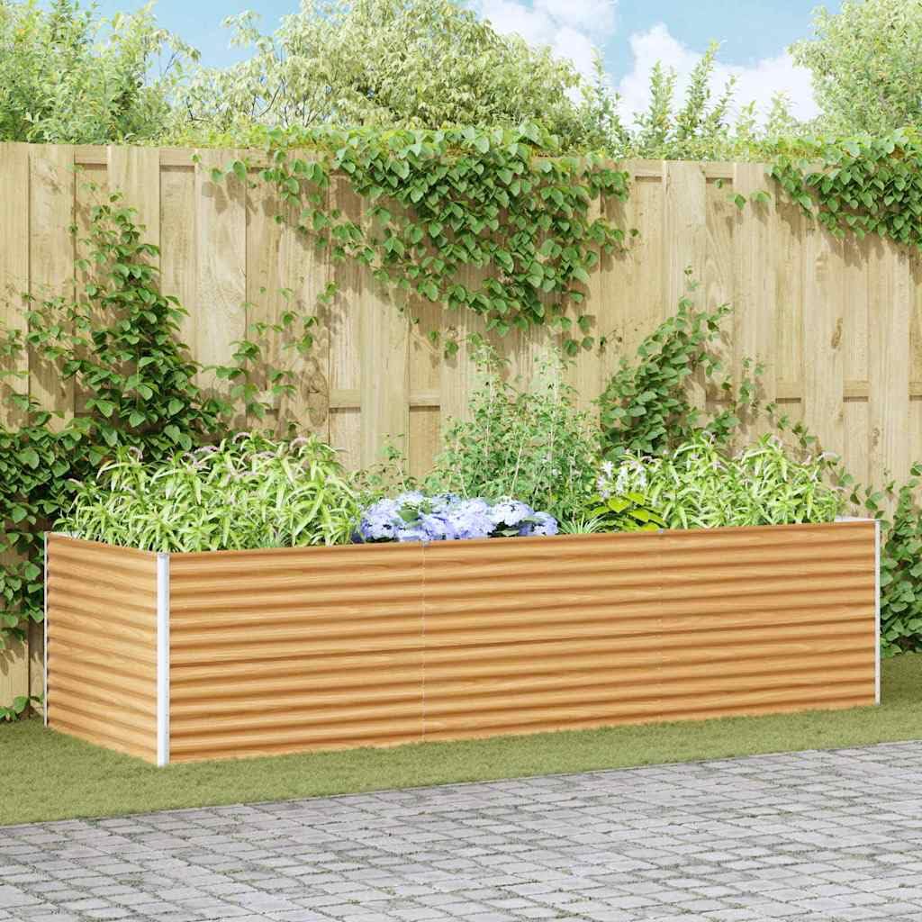 Bancal elevado de acero galvanizado para jardín y terraza, resistente a la intemperie, de acero galvanizado con borde plegable para un manejo seguro