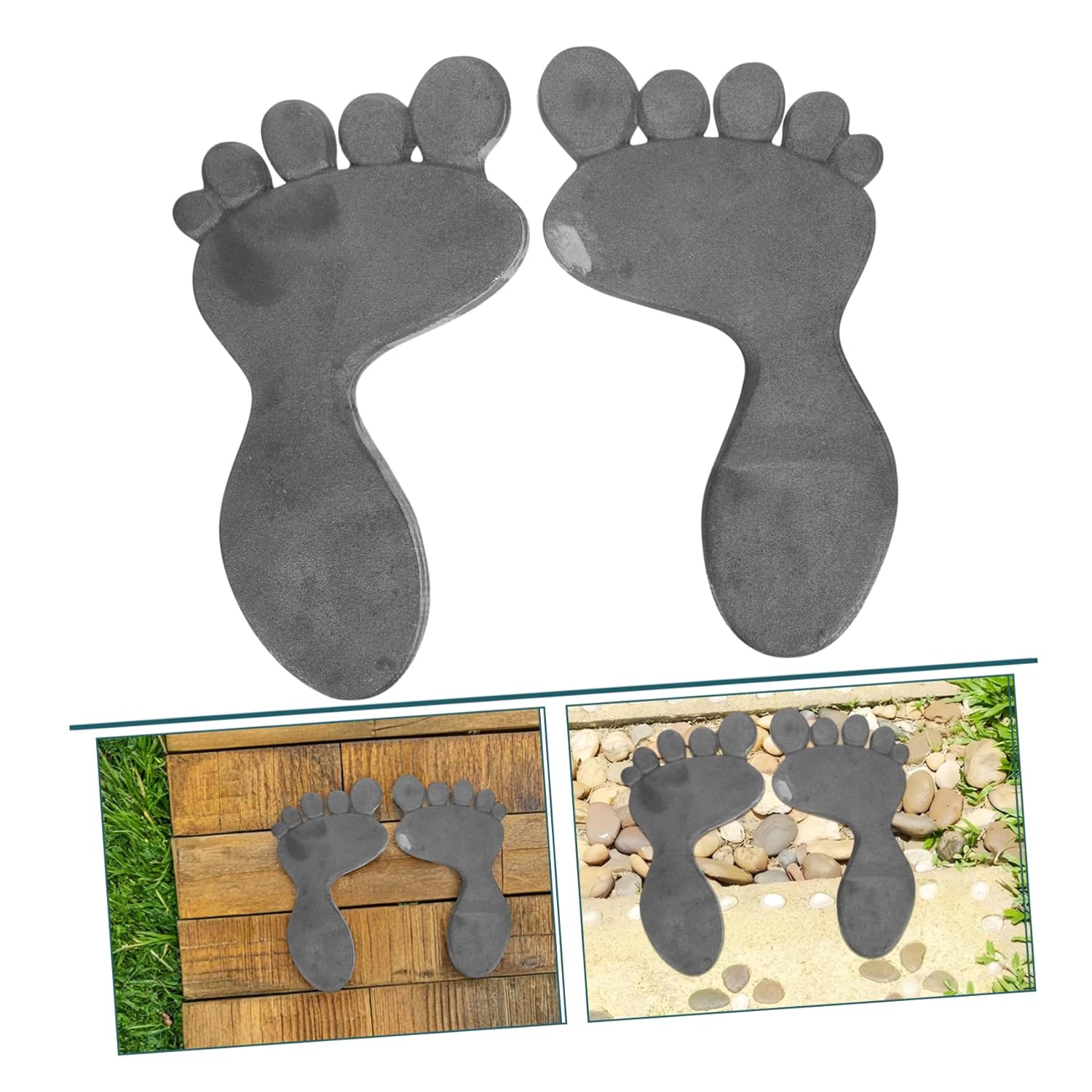 BESTonZON 1 Pair Cast Iron Garden Stepping Stones Decorative Footprint Mats for Outdoor Walkway Durable Heavy Duty Design Low Maintenance Pathway Decor for Garden Trails and Patios