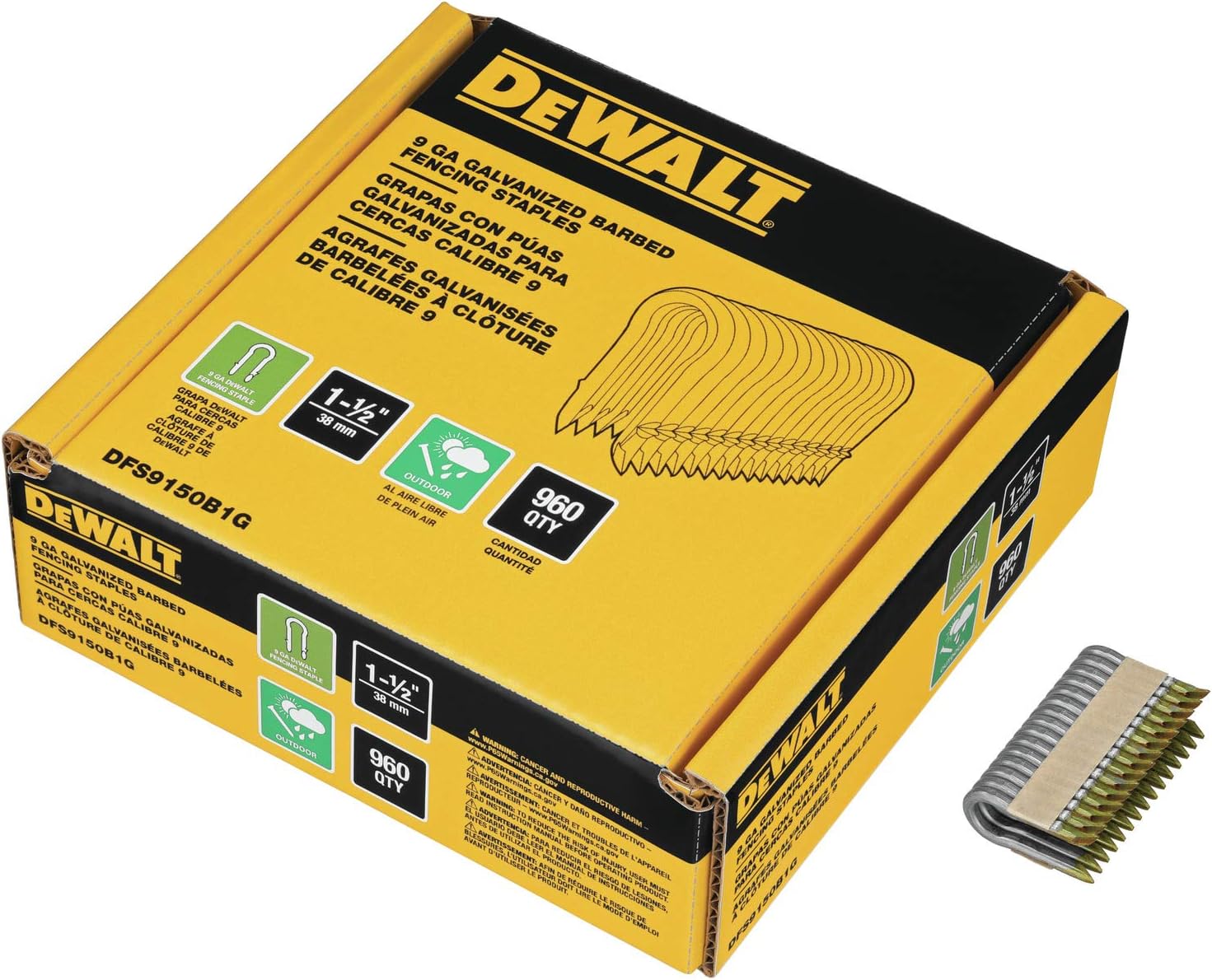 DEWALT Galvanized Barbed Fencing Staples 1.5" 9 GA (DFS9150B1G)