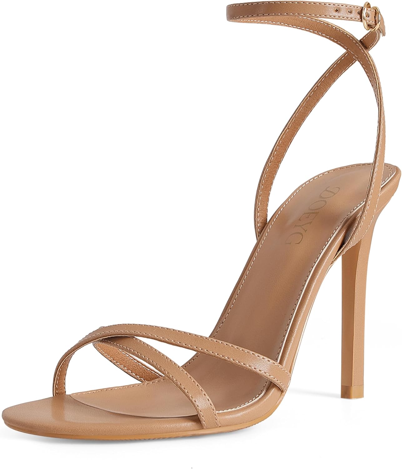 DOEYG Stiletto Heel Sandals for Women Strappy Heels Sandals Dressy Comfortable Round Open Toe Summer heels