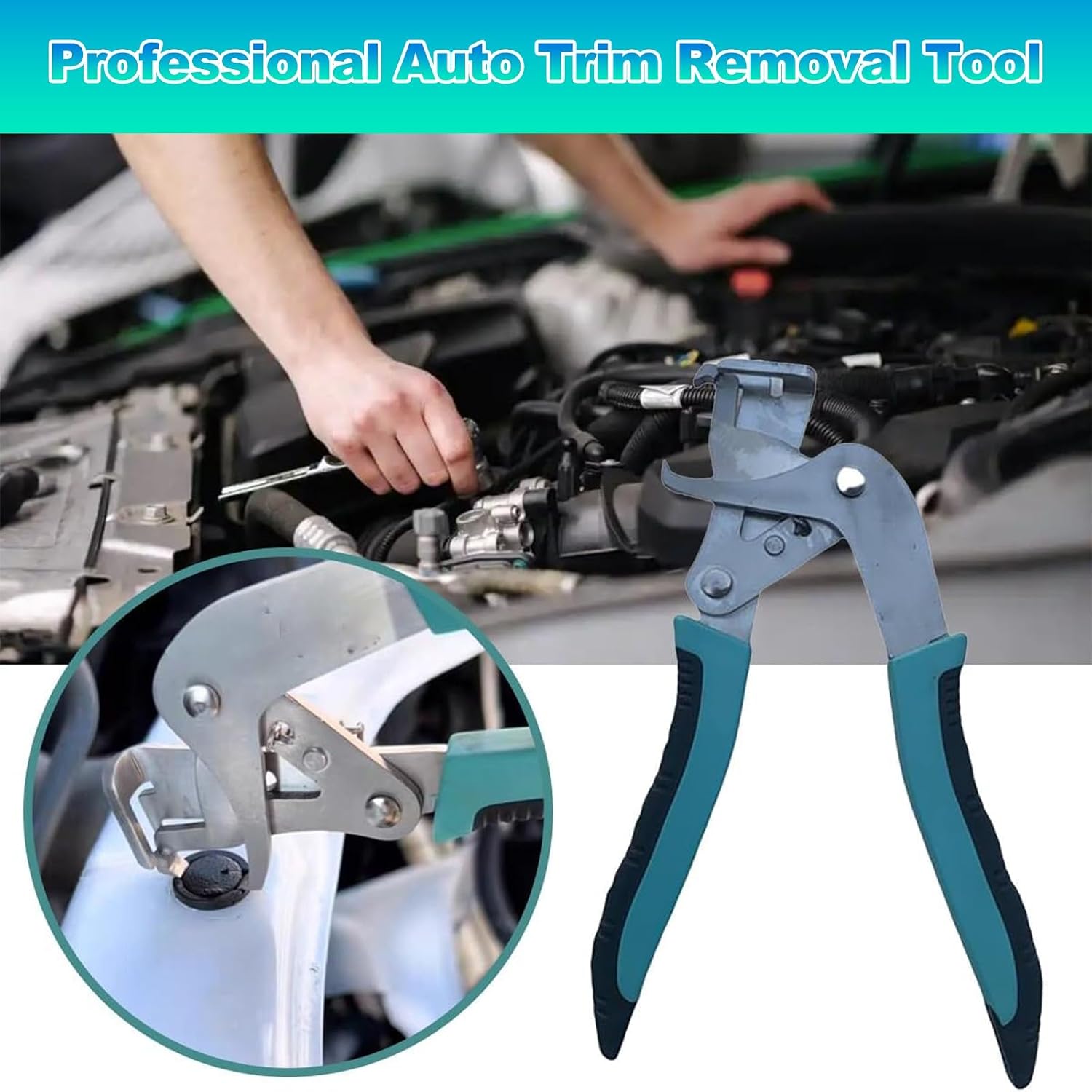 Professional Car Clip Pliers - Automotive Panel Removal Tool for Fasteners, Clips & Rivets | Multi-Function Snap Ring Pliers | Non-Marring Trim Disassembly Kit