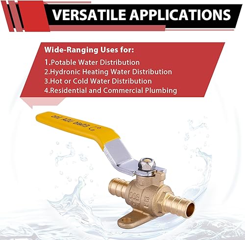 Miniatura 5 de EFIELD Válvula de bola de cierre de puerto completo de latón Pex de 12 pulgada con oreja de caída