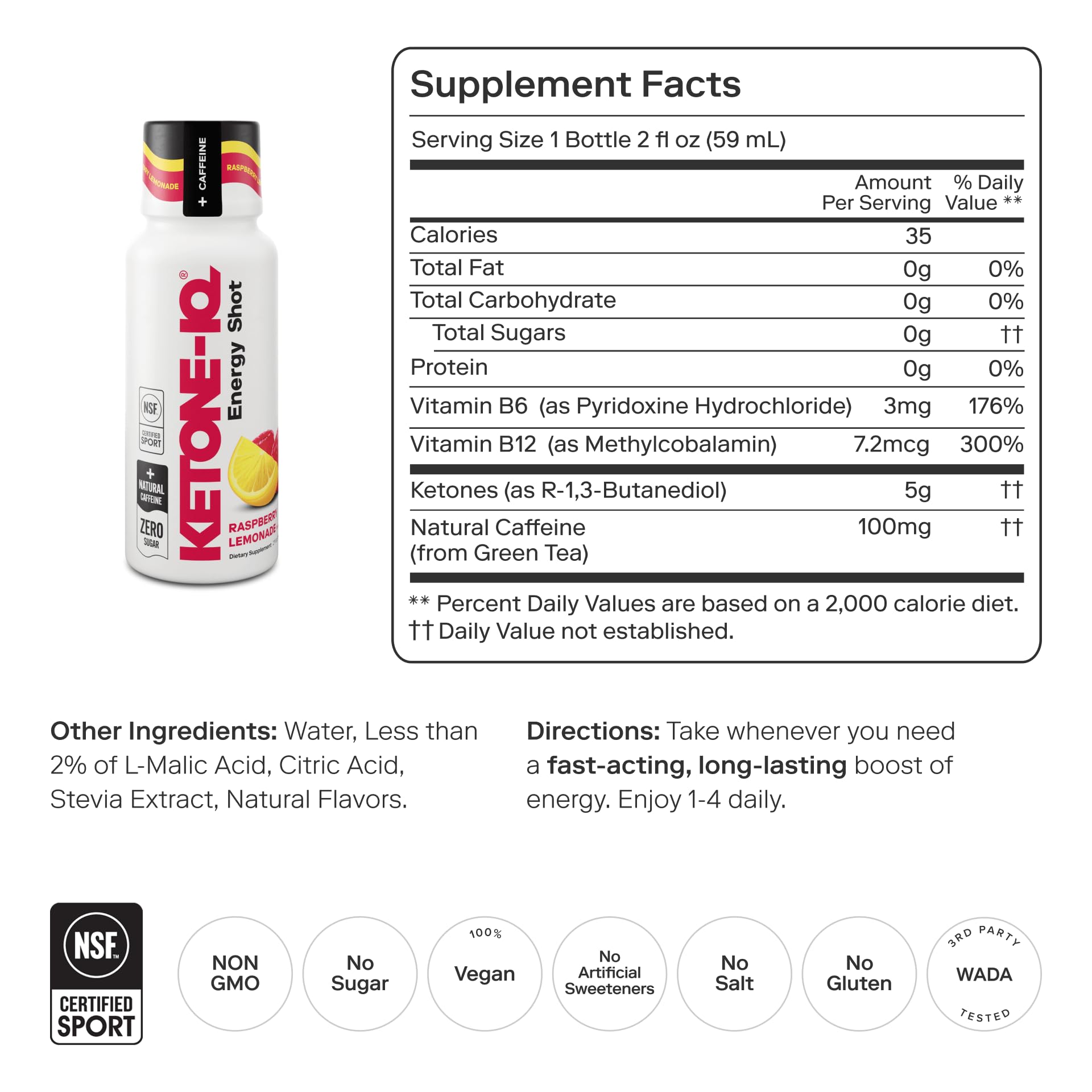 Ketone-IQ Caffeine Ketone Shots for Focus, Raspberry Lemonade, 24 Pack — Amazon image 9