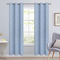 Vista 194 de BGment Room Darkening Curtains 95 Inches Long, Grommet Thermal Insulated Blackout Curtains with Wave Line and Dots Printed for Bedroom, 2 Panels