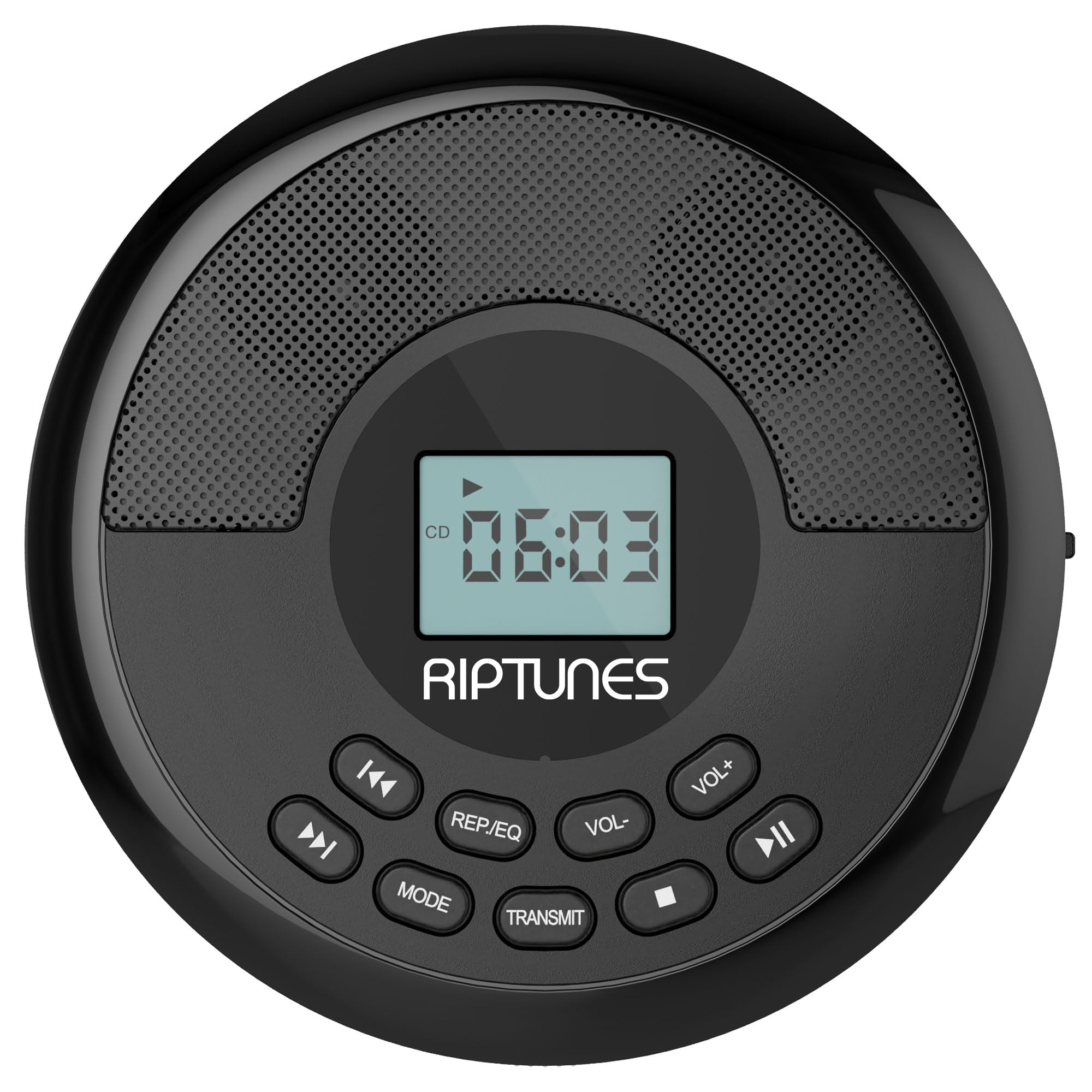 Riptunes CD Player Portable Rechargeable Battery Bulit-in - Wireless, Dual Speakers Anti-Skip Protection - Compatible MP3 USB- Black-image-6