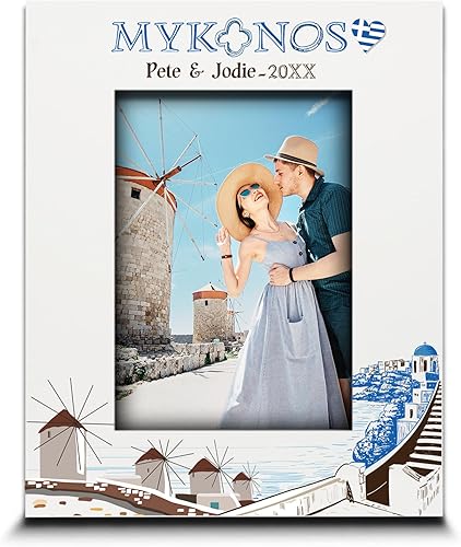 Miniatura 11 de ELLA BUSTA - Marco de fotos Grecia para boda, compromiso, luna de miel, vacaciones en Grecia, símbolos de diseño con estampado UV (vertical de 5 x 7)
