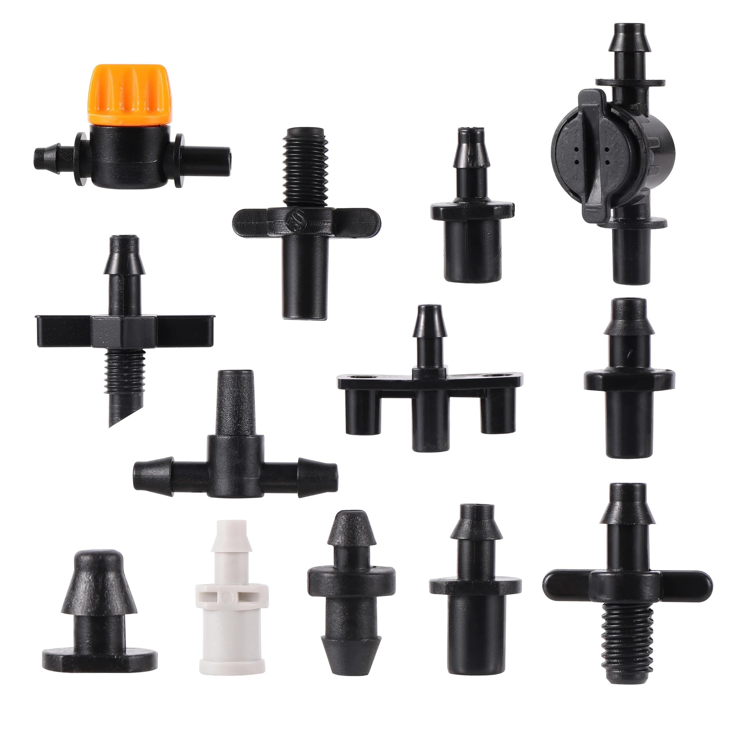 AUOQKQUT 20pc 4/7mm Garden Drip Irrigation Connector Tee Single Elbow Water Pipe Fitting Cross Joint Suitable for 1/4 Inch Hose(Hx20PC) AUOQKQUT