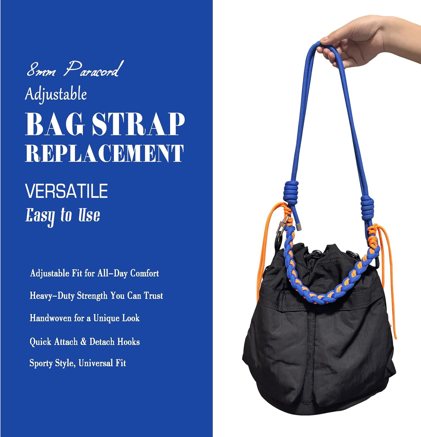 DAOSUN Paracord Rope Purse Straps Replacement Crossbody for Handbags, Adjustable Braided Bag Shoulder Strap - Image 3