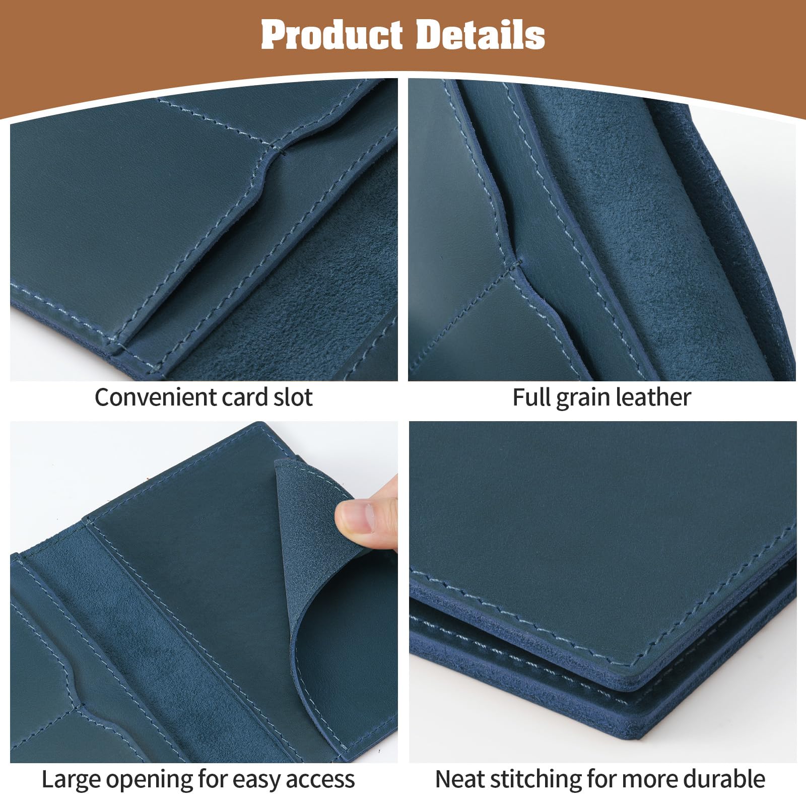 Jack&Chris Funda de piel para pasaporte, funda tipo cartera de viaje para hombres y mujeres, Azul