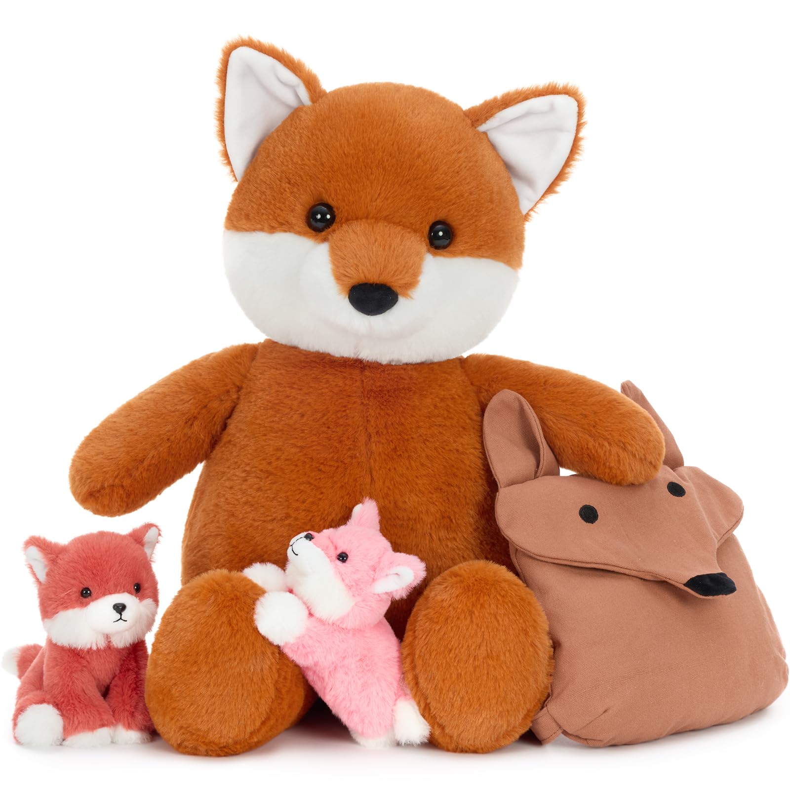 MorisMos 53cm Big Fox Teddy with Baby Inside, Large Red Cuddly Fox Plush Soft Toys, Giant Fluffy Stuffed Animal Gift for Kids Birthday — image 1