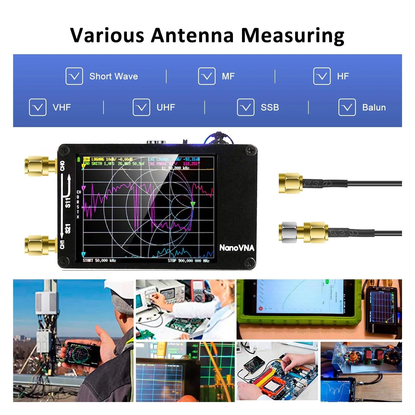Netzwerkanalysator, Vektor-Netzwerk-Antennenanalysator NanoVNA-H 50 KHz~1,5 GHz