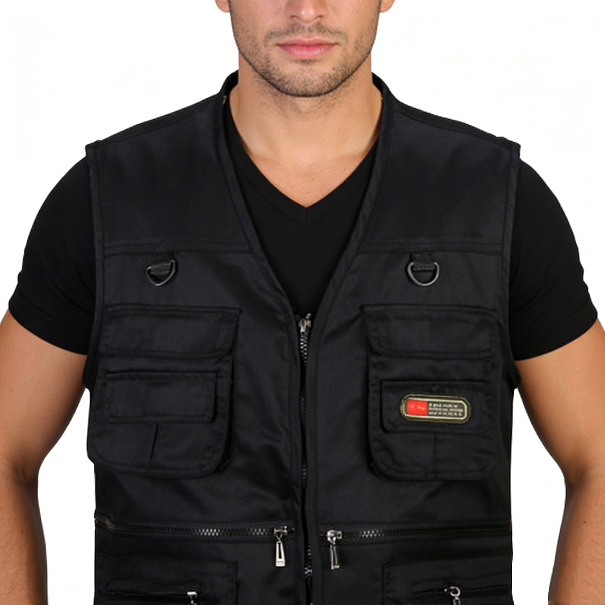 Homme Manteau sans Manche Veste Tops Pêche de Chasse Randonnée Gilet avec Multi-Poches