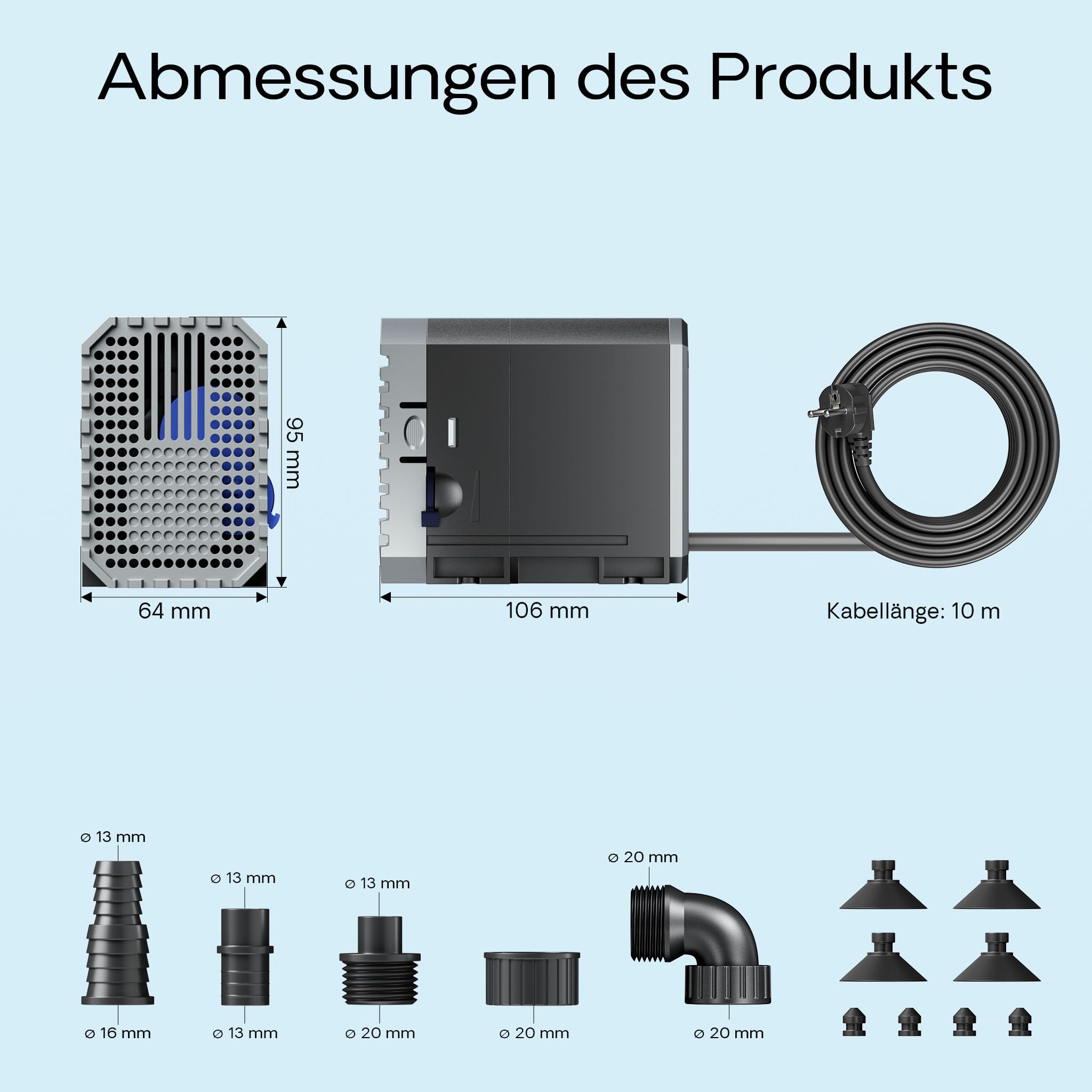 SunSun CHJ-900-10 ECO Teichpumpe 900 l/h / 20 W, energiesparende Filterpumpe, Bachlaufpumpe für Koiteiche, Umwälzpumpe, Gartenteichpumpe