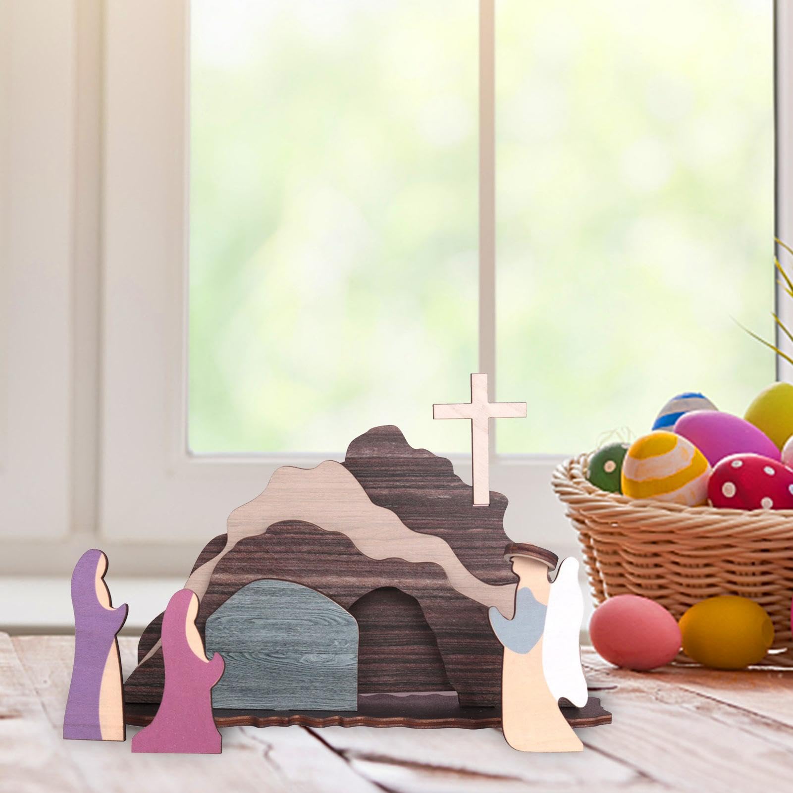 Tomba Vuota, Decorazioni Pasquali, Scena Della Resurrezione E Croci, Set Di Decorazioni In Legno Kit Di Vassoi 87419476